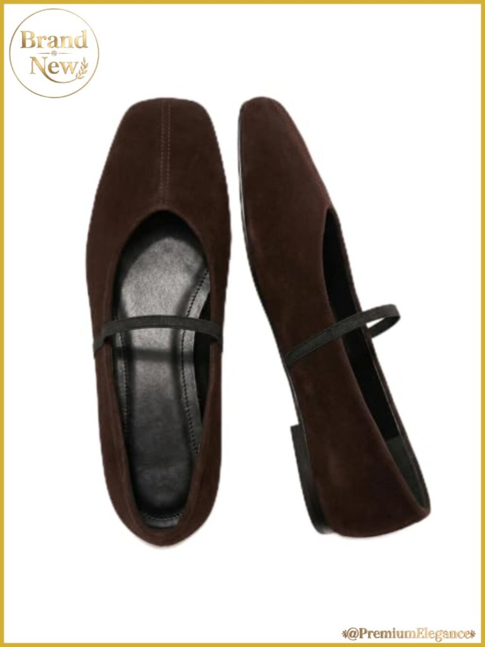 Women's Square Toe Mary Jane Ballet Flats with Elastic Strap & Faux Leather